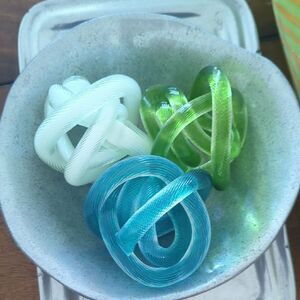 Green, Blue, and White Knot Glass Art